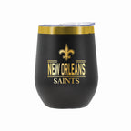 12 oz Stainless Steel Wine Tumbler with Gold Etched Classic Crew Team Design, New Orleans Saints