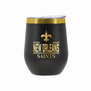 12 oz Stainless Steel Wine Tumbler with Gold Etched Classic Crew Team Design, New Orleans Saints