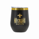 12 oz Stainless Steel Wine Tumbler with Gold Etched Classic Crew Team Design, New Orleans Saints