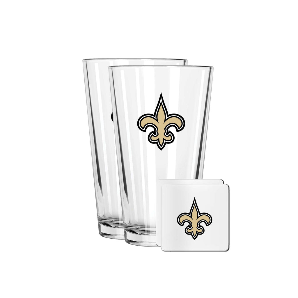 2 Pack Pint and Coasters Set| New Orleans Saints