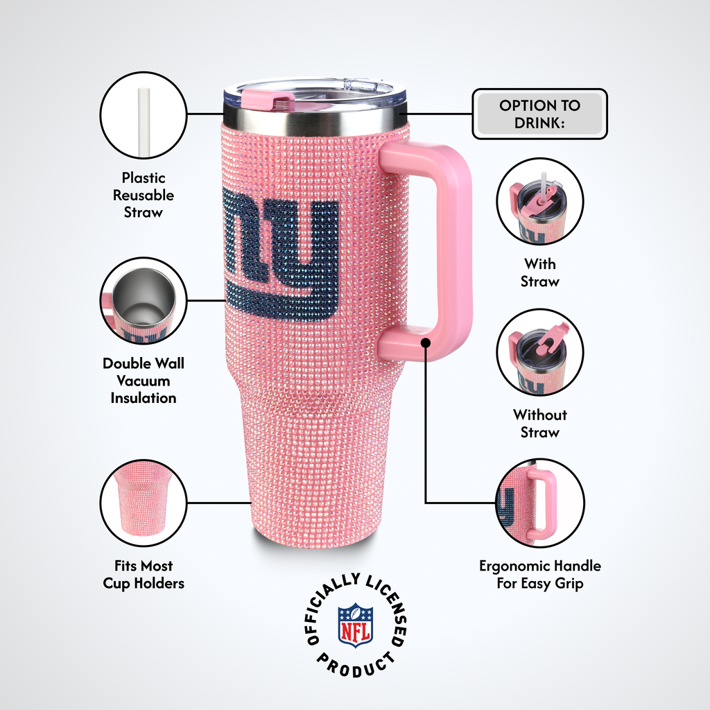 40oz Pink Bling Game Day Tumbler I | New York Giants