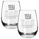 2pk 15oz Stemless Wine Glass Classic Crew Design | New York Giants