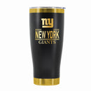24 oz Stainless Steel Tumbler with Gold Accents & Etched Classic Crew Team Design, New York Giants