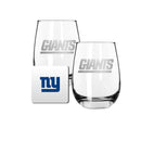 2 Pack Stemless Wine Glasses and Coasters Sets Set | New York Giants