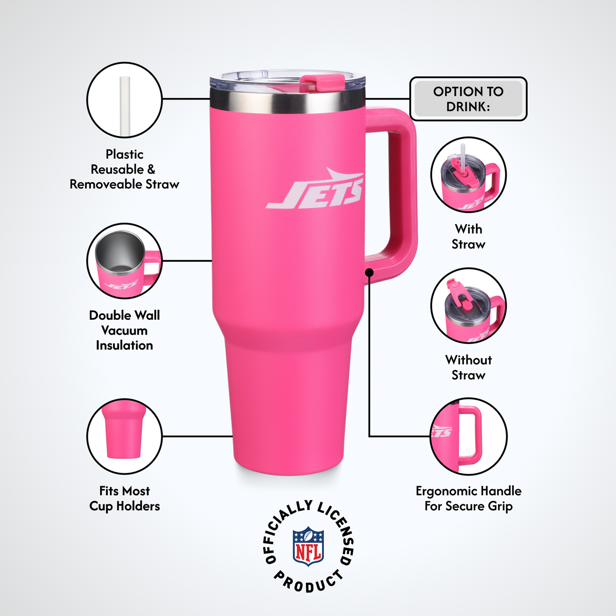 40oz Pink Game Day Tumbler I | New York Jets