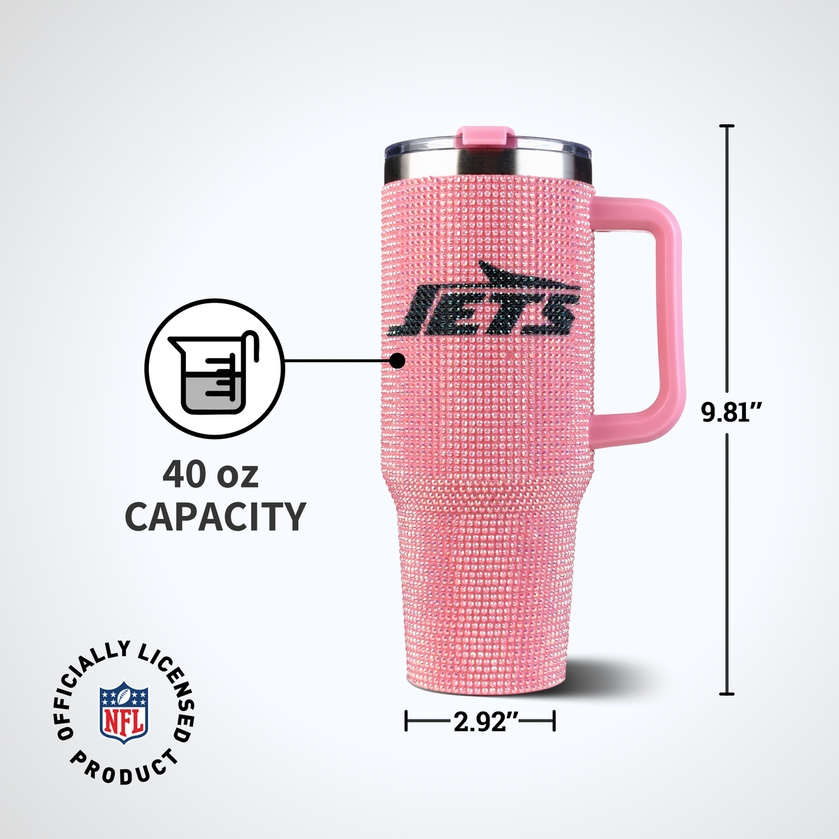 40oz Pink Bling Game Day Tumbler I | New York Jets