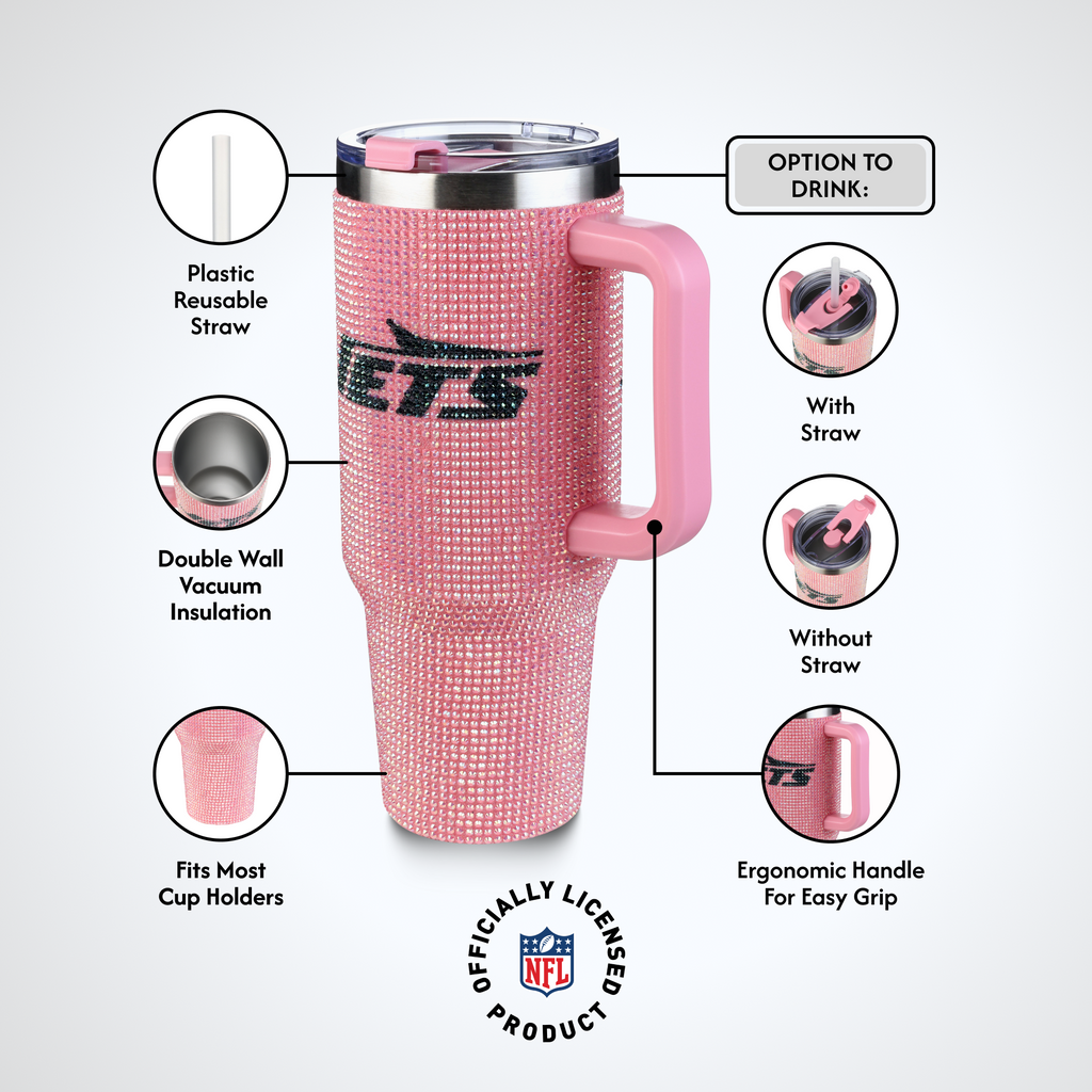 40oz Pink Bling Game Day Tumbler I | New York Jets