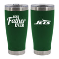 20oz Green Stainless Steel Tumbler, Direct Print, Best Dad Ever Design, New York Jets
