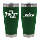 20oz Green Stainless Steel Tumbler, Direct Print, Best Dad Ever Design, New York Jets