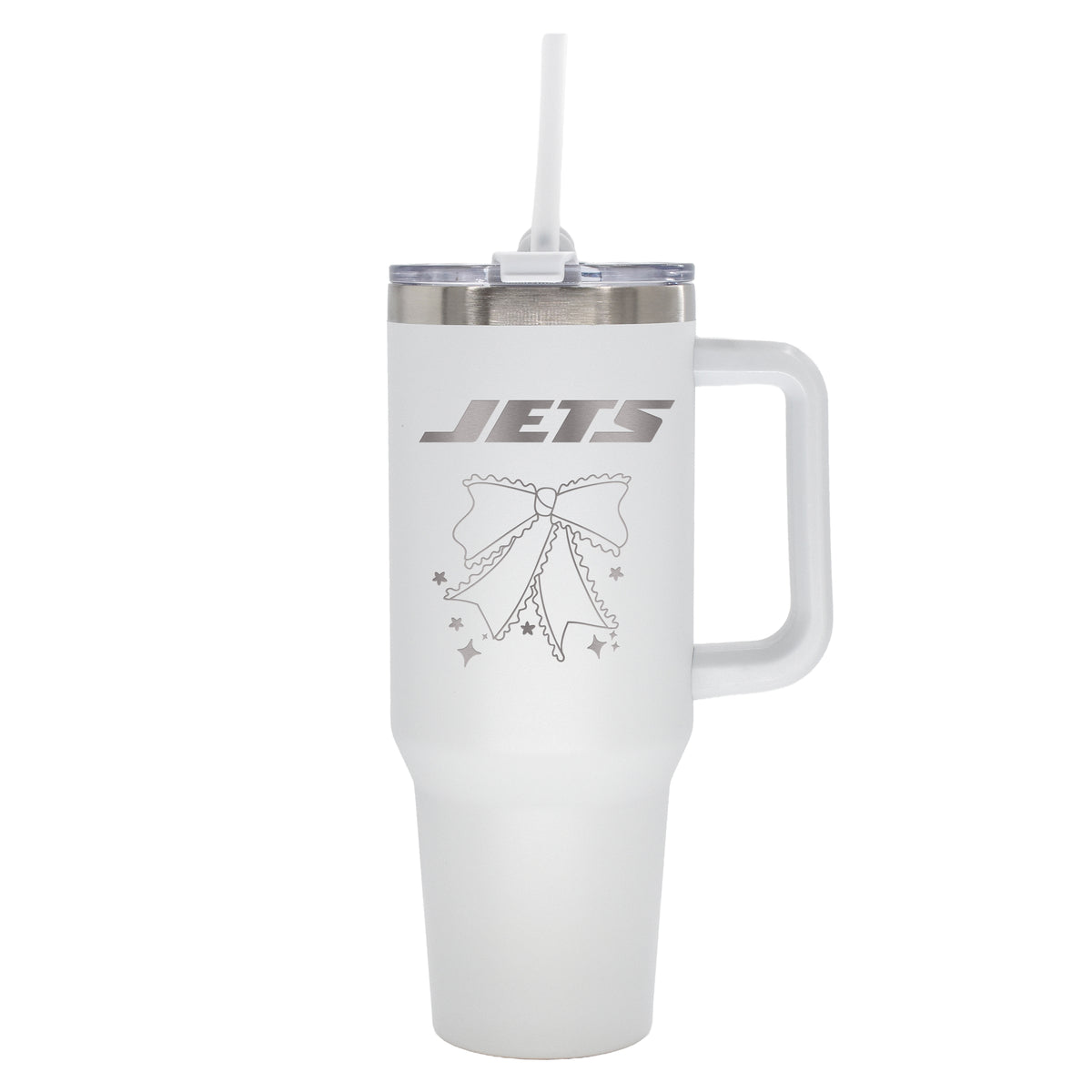  Jets 40oz Bow White Stainless Steel Colossal Tumbler 