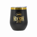 12 oz Stainless Steel Wine Tumbler with Gold Etched Classic Crew Team Design, New York Jets