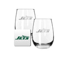 2 Pack Stemless Wine Glasses and Coasters Sets Set | New York Jets