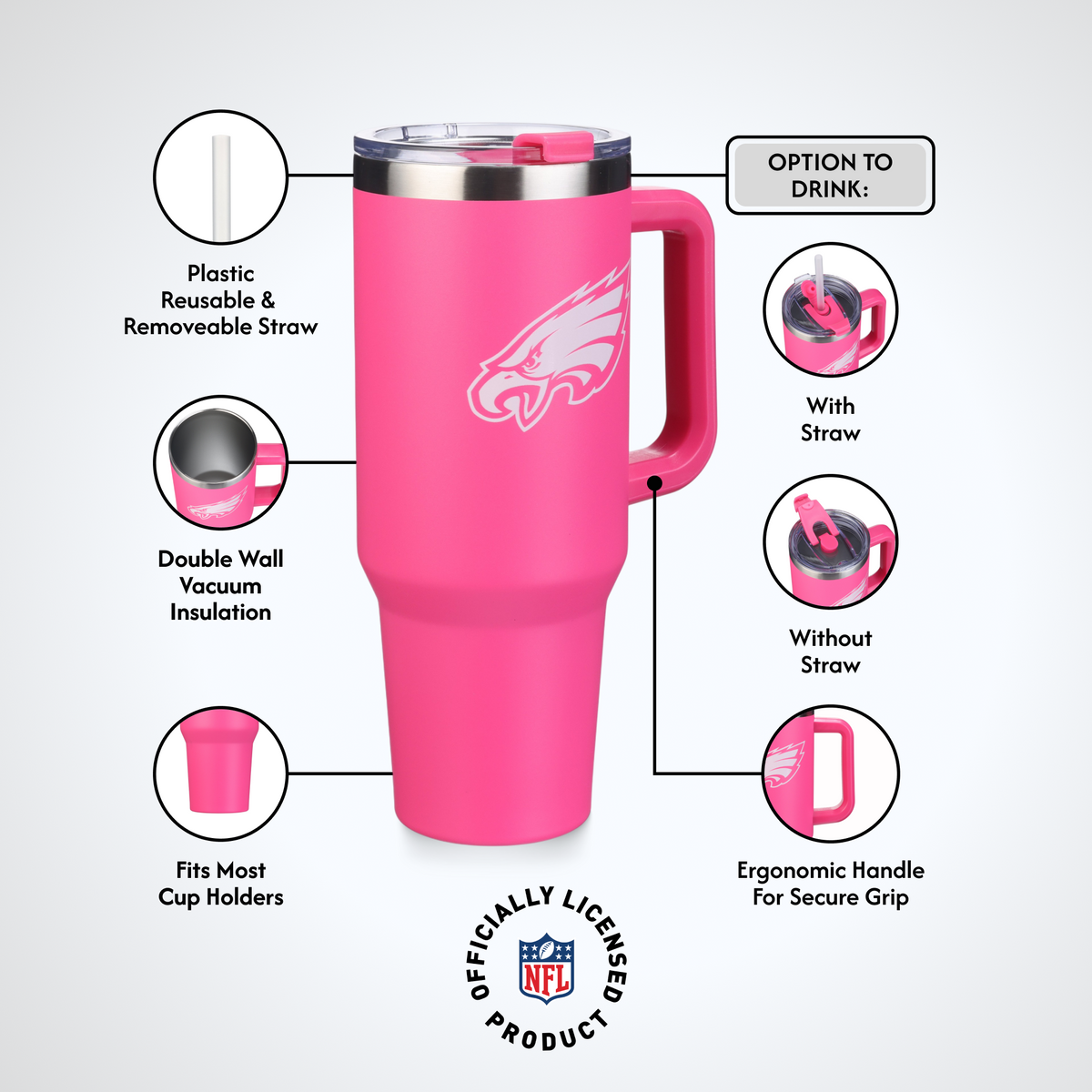 40oz Pink Game Day Tumbler I | Philadelphia Eagles