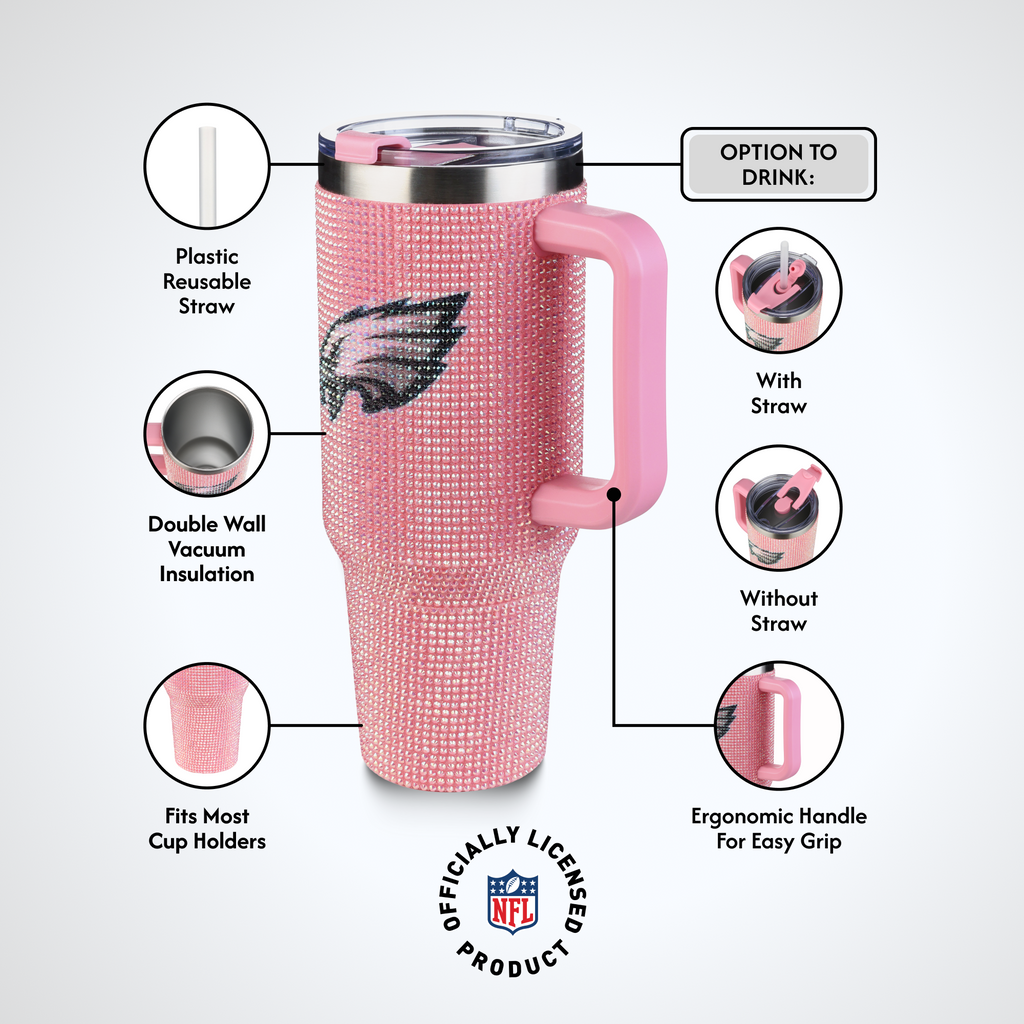 40oz Pink Bling Game Day Tumbler I | Philadelphia Eagles