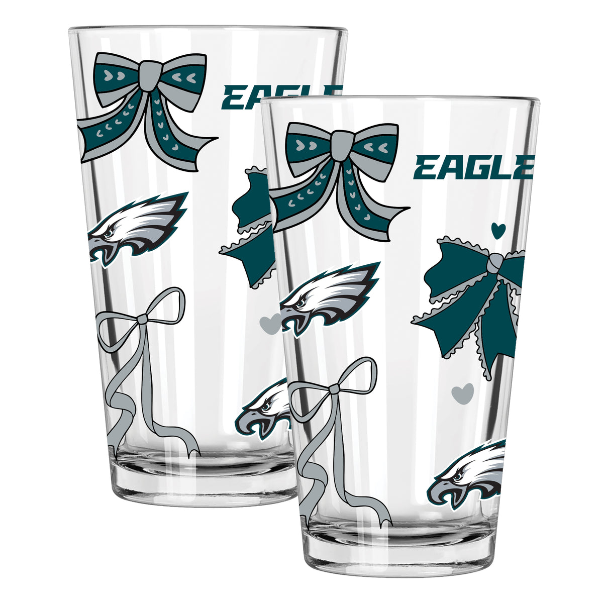  Eagles 2pk 16oz Bow Pint Glass 