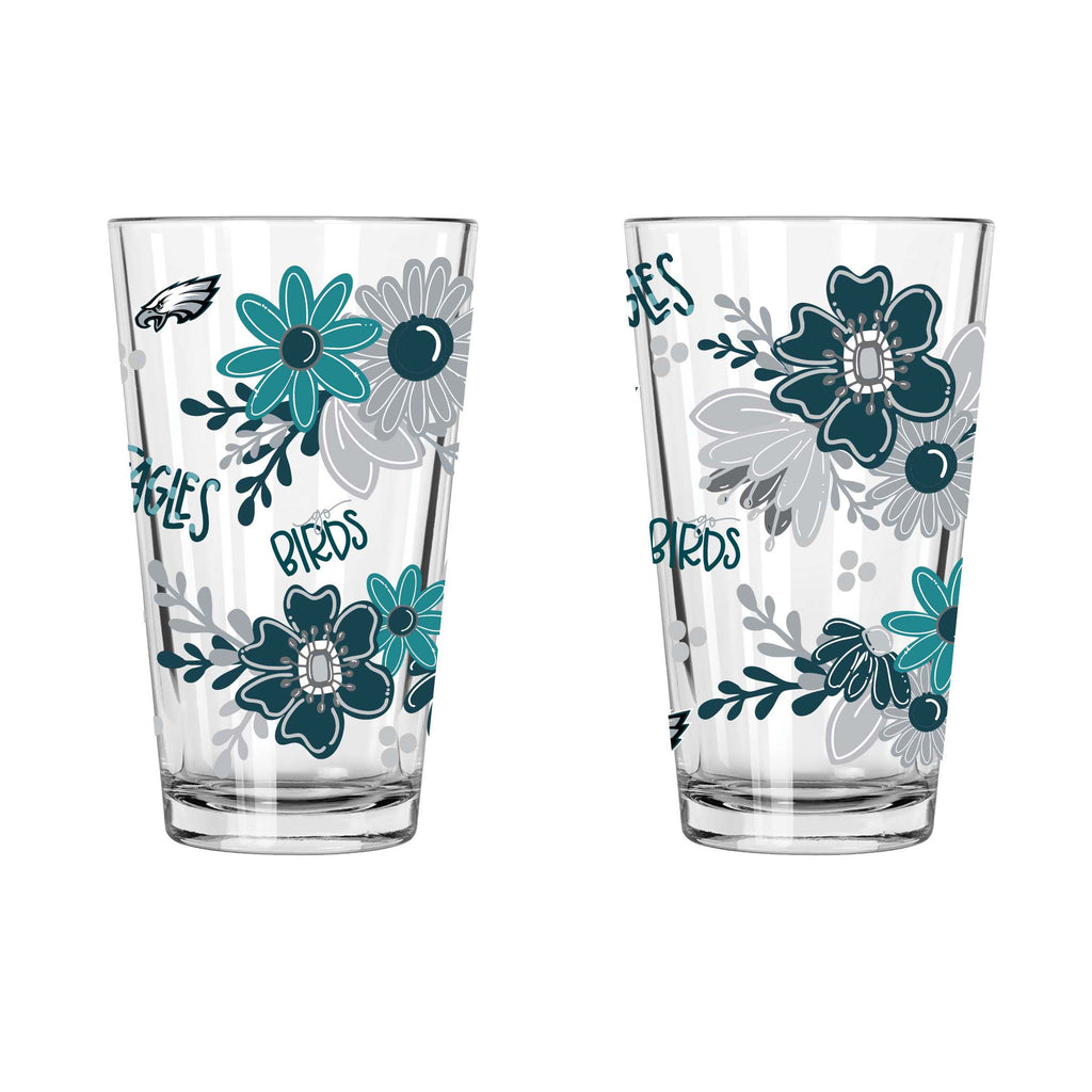 2pk 16oz Pint Glass, DP, Flowers | Philadelphia Eagles