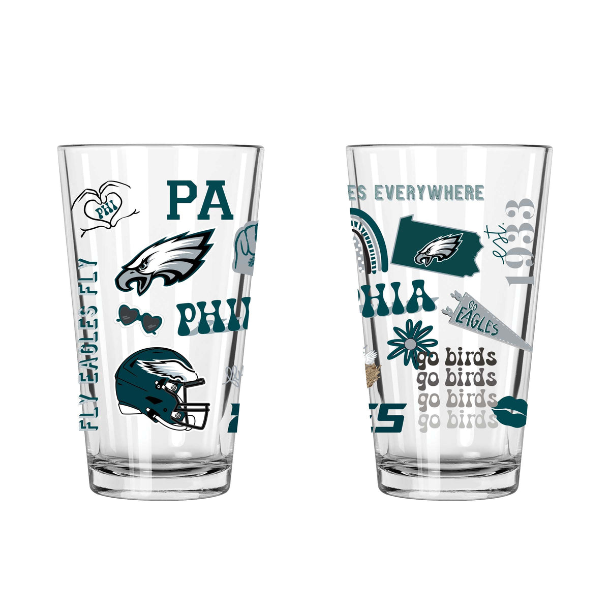 2pk 16oz Pint Glass, DP, Loco Design | Philadelphia Eagles