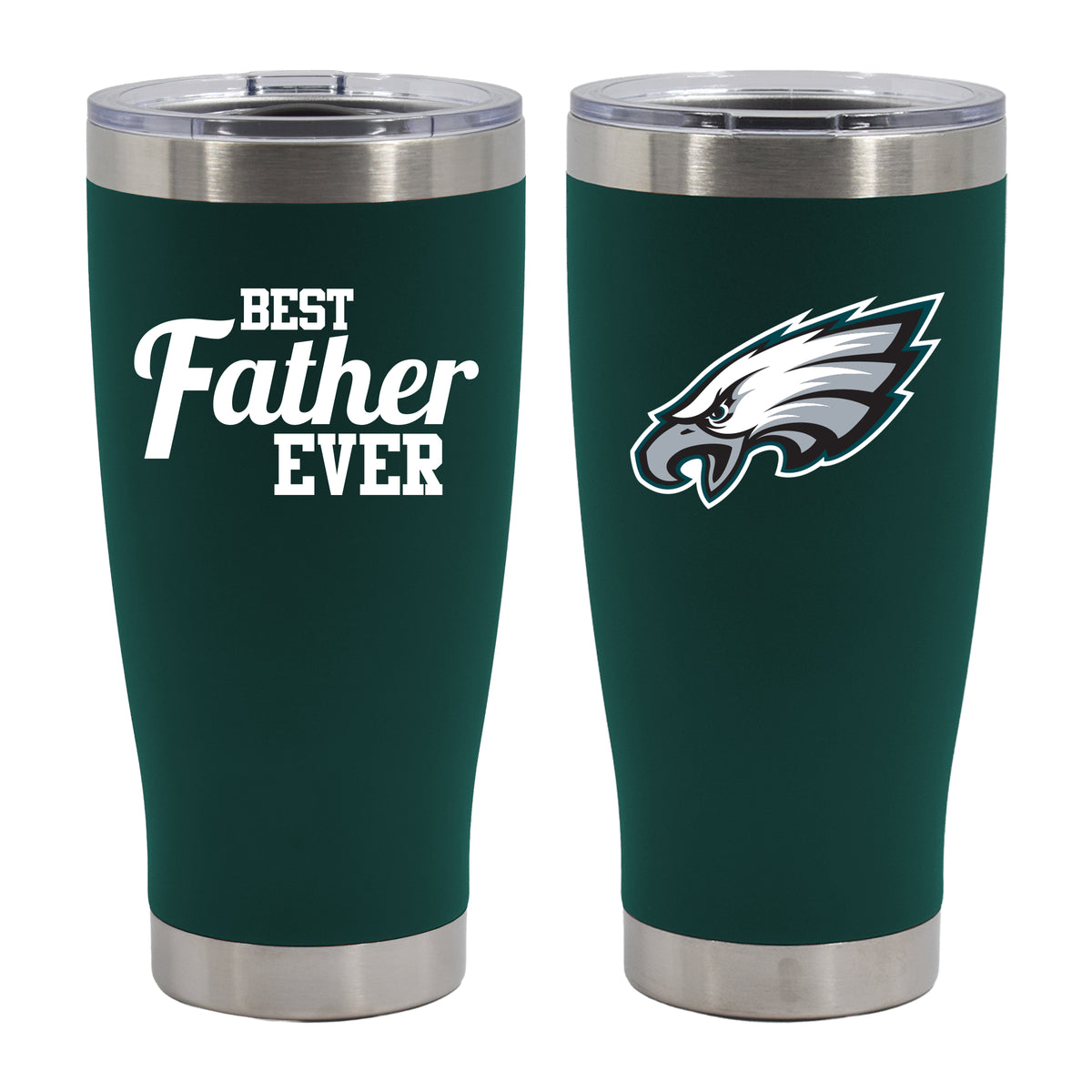 20oz Midnight Green Stainless Steel Tumbler, Direct Print, Best Dad Ever Design, Philadelphia Eagles