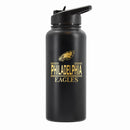 32 oz Stainless Steel Water Bottle with Gold Etched Classic Crew Team Design, Philadelphia Eagles