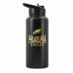 32 oz Stainless Steel Water Bottle with Gold Etched Classic Crew Team Design, Philadelphia Eagles