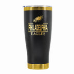 24 oz Stainless Steel Tumbler with Gold Accents & Etched Classic Crew Team Design, Philadelphia Eagles