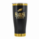 24 oz Stainless Steel Tumbler with Gold Accents & Etched Classic Crew Team Design, Philadelphia Eagles