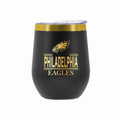 12 oz Stainless Steel Wine Tumbler with Gold Etched Classic Crew Team Design, Philadelphia Eagles