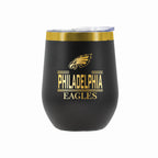 12 oz Stainless Steel Wine Tumbler with Gold Etched Classic Crew Team Design, Philadelphia Eagles