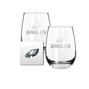 2 Pack Stemless Wine Glasses and Coasters Sets Set | Philadelphia Eagles