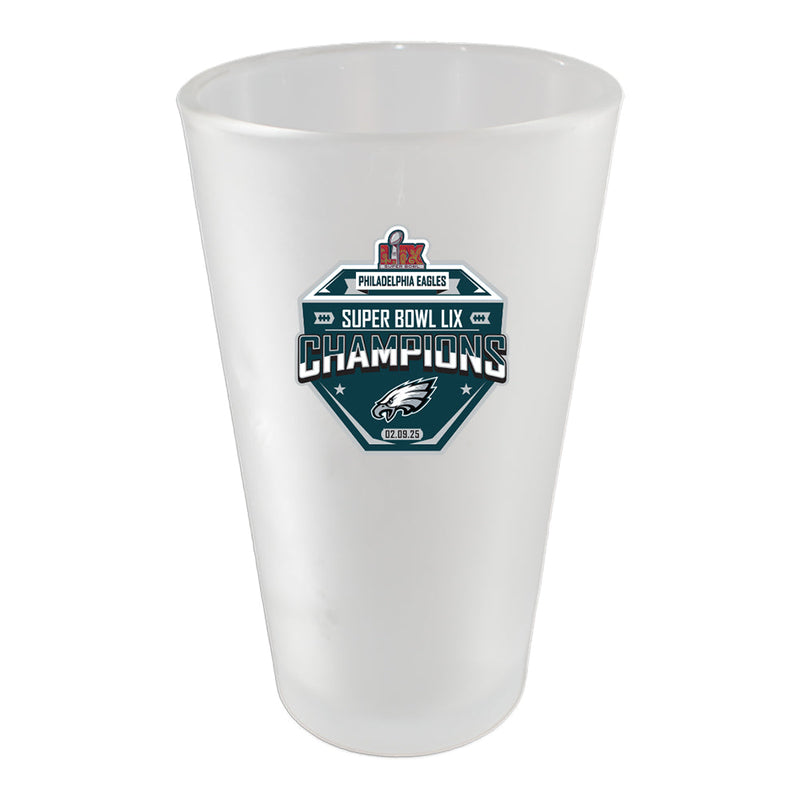 16oz White Frosted Pint Glass, Direct Print, Super Bowl 59, 2025