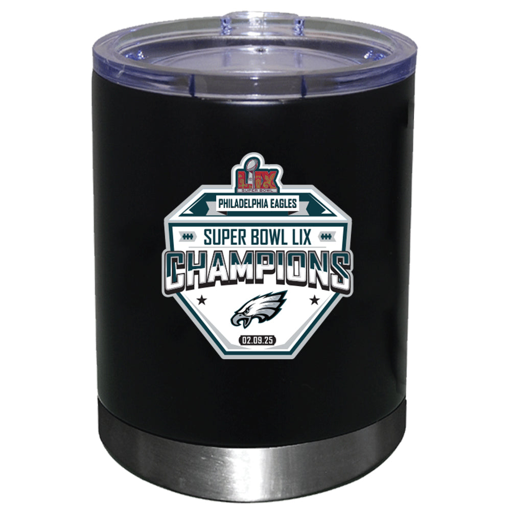 12oz Black Lowball Tumbler, Direct Print, Super Bowl 59, 2025