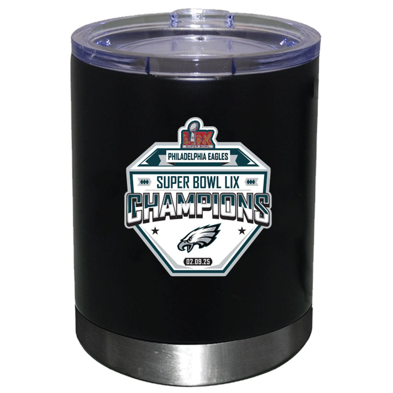12oz Black Lowball Tumbler, Direct Print, Super Bowl 59, 2025