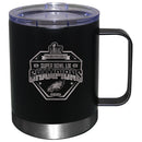 12oz Black Lowball Tumbler with Handle, Etched, Super Bowl 59, 2025