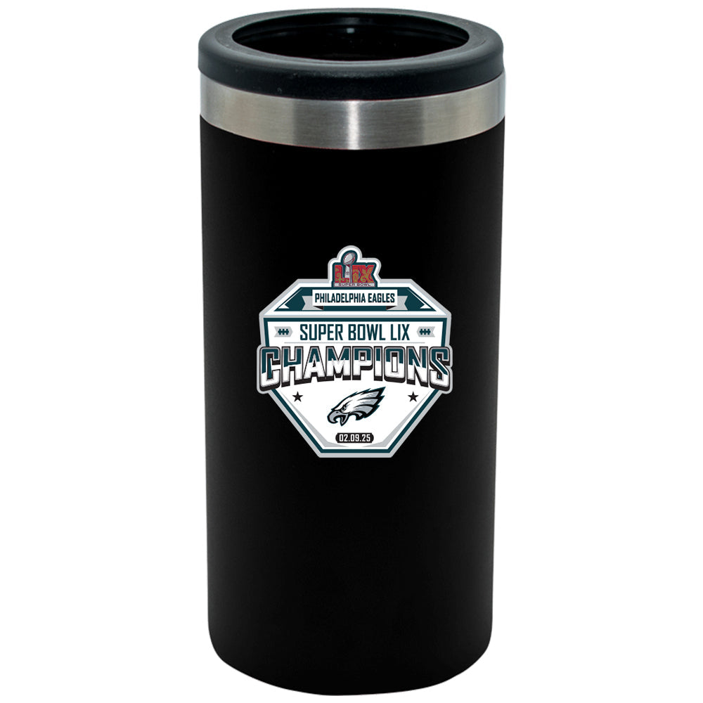 12oz Black Slim Can Holder, Direct Print, Super Bowl 59, 2025