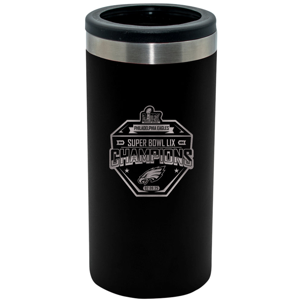 12oz Black Slim Can Holder, Etched, Super Bowl 59, 2025