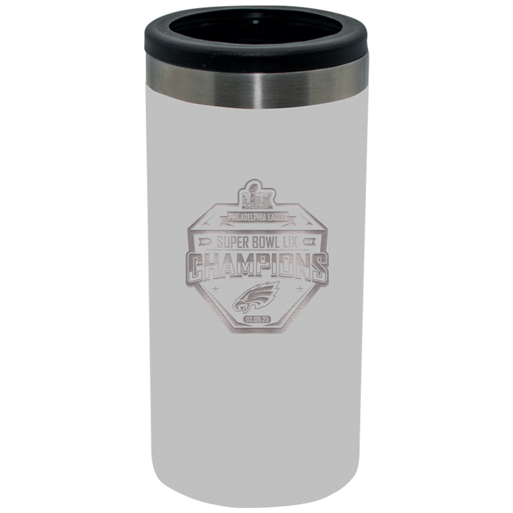 12oz White Slim Can Holder, Etched, Super Bowl 59, 2025