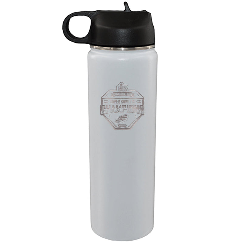 22oz White Water Bottle, Etched, Super Bowl 59, 2025