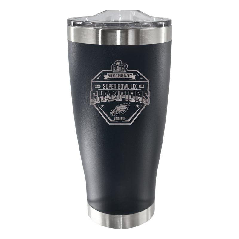 20oz Black Tumbler, Etched, Super Bowl 59, 2025
