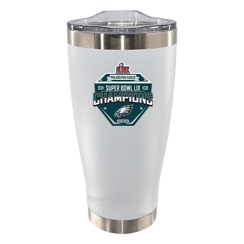 20oz Stainless Steel Tumbler, White, Direct Print, Super Bowl 59, 2025