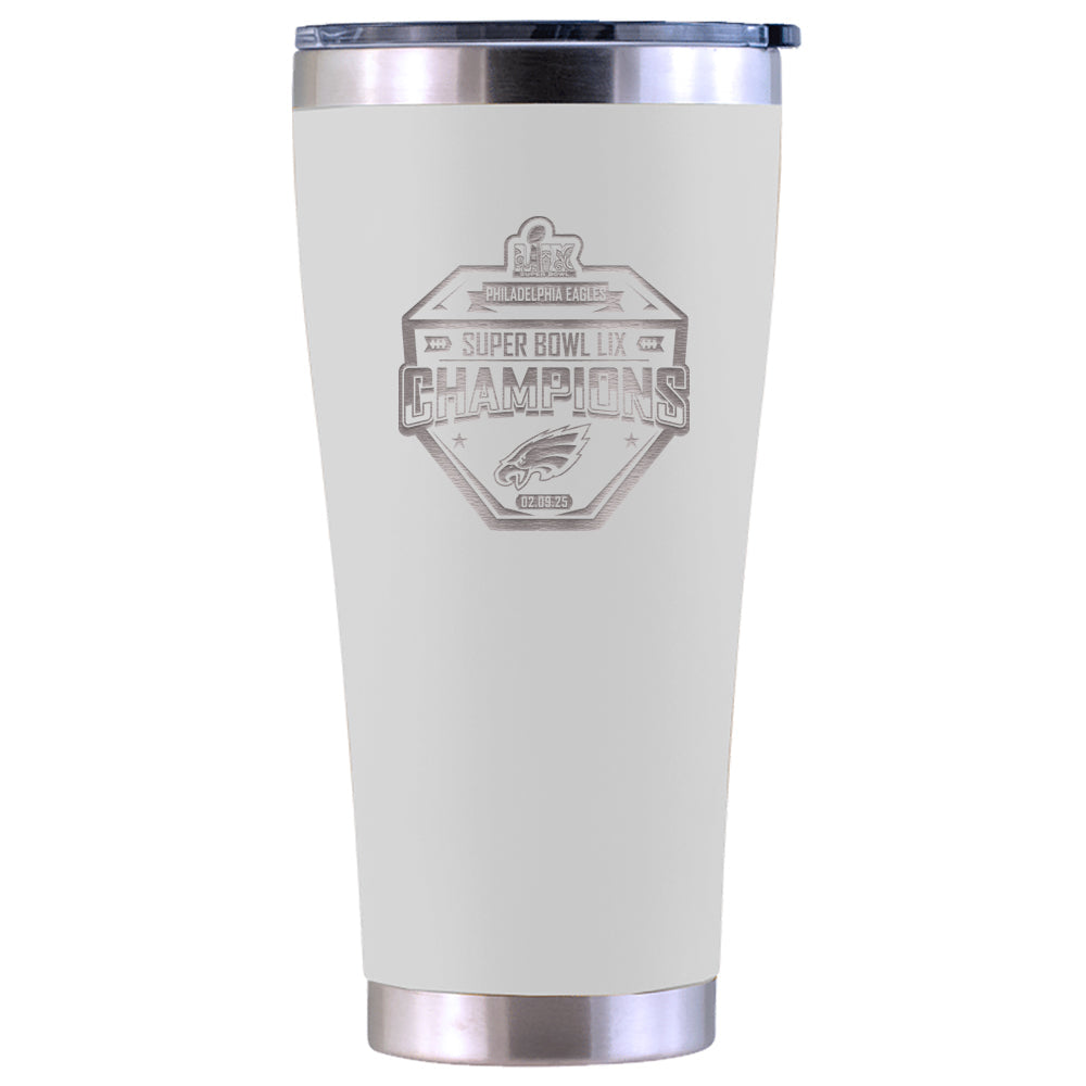 30oz White Tumbler, Etched, Super Bowl 59, 2025