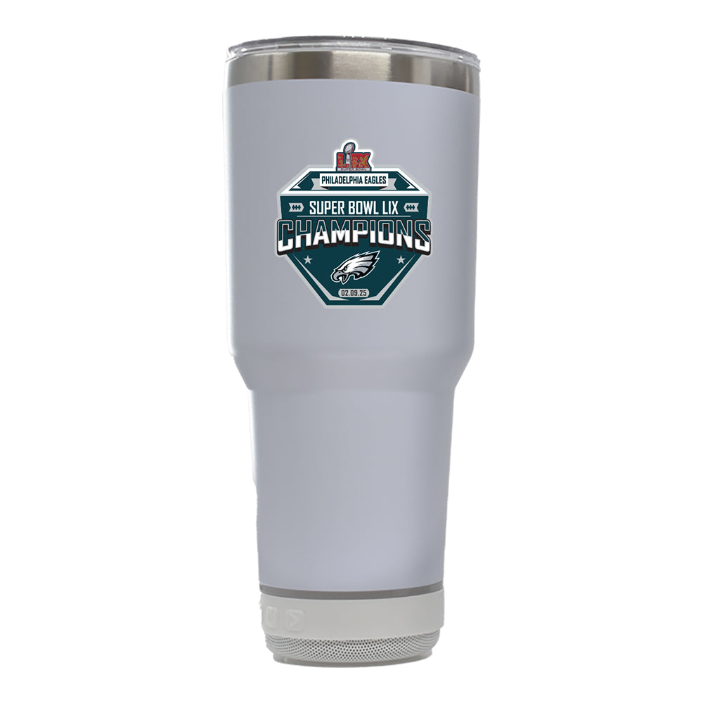 30oz White Bluetooth Tumbler, Direct Print, Super Bowl 59, 2025