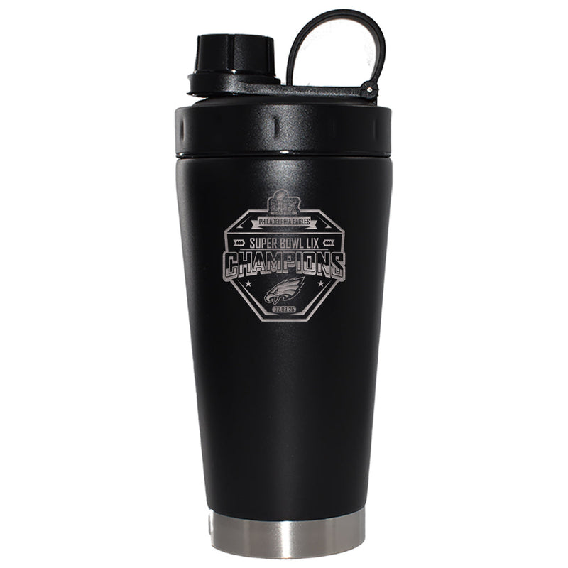22oz Black Beverage Blender Bottle, Etched, Super Bowl 59, 2025