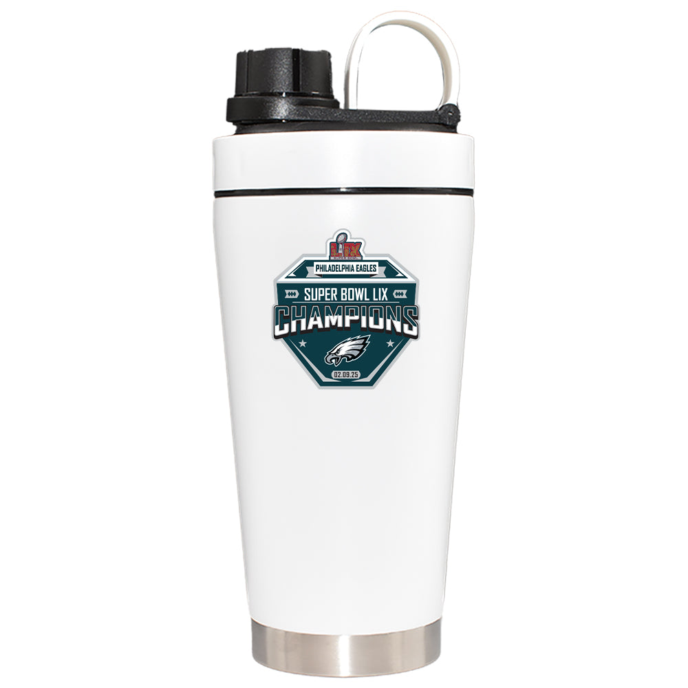22oz White Beverage Blender Bottle, Direct Print, Super Bowl 59, 2025