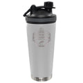 24oz White Beverage Shaker Bottle, Etched, Super Bowl 59, 2025