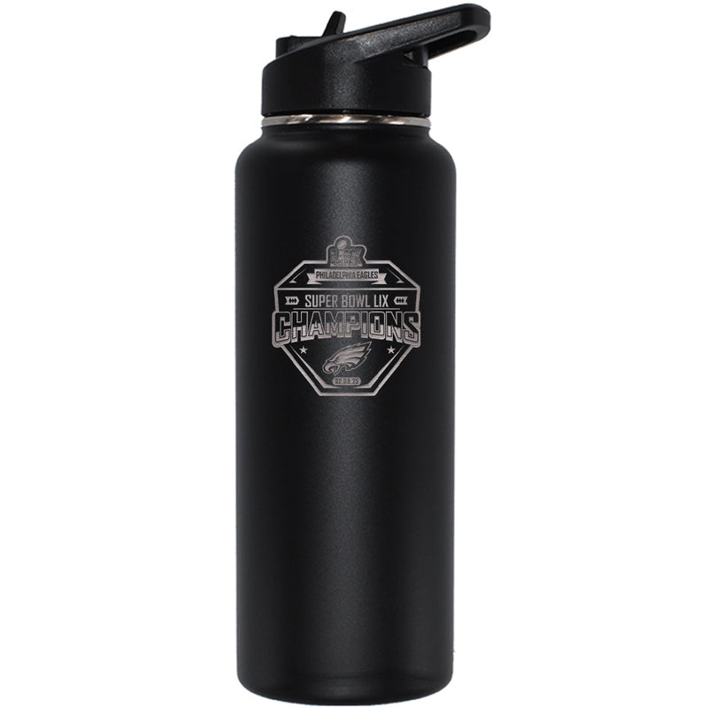 34oz Black Quencher Bottle, Etched, Super Bowl 59, 2025