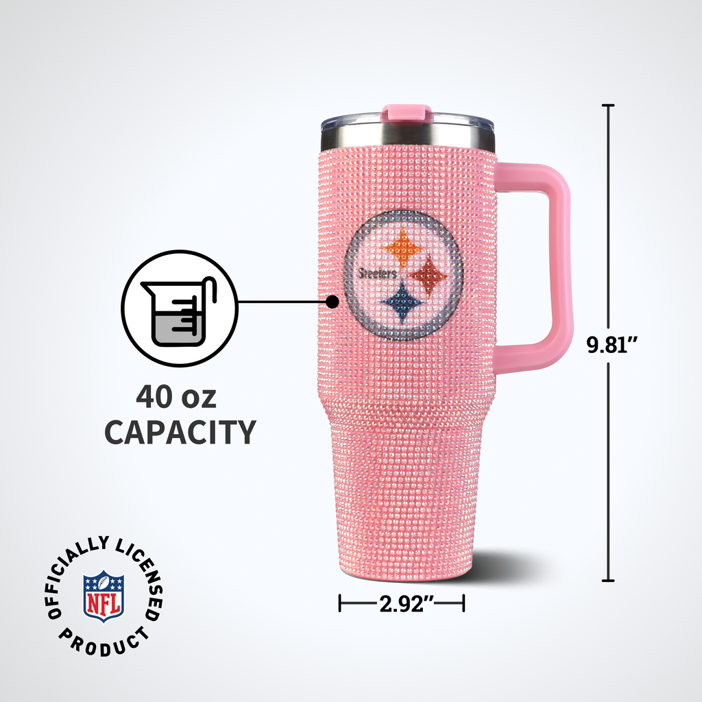 40oz Pink Bling Game Day Tumbler I | Pittsburgh Steelers