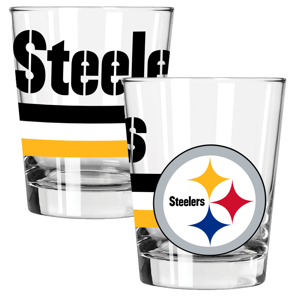 2pk 15oz Old Fashion Glass Big Stripes Design | Pittsburgh Steelers