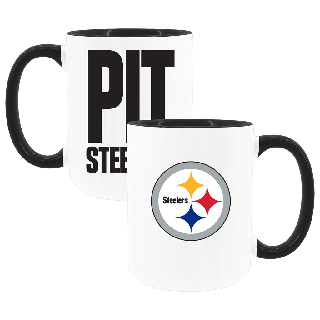 2pk 15oz White Mug Logo + Wordmark | Pittsburgh Steelers
