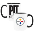 2pk 15oz White Mug Logo + Wordmark | Pittsburgh Steelers