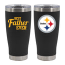 20oz Black Stainless Steel Tumbler, Direct Print, Best Dad Ever Design, Pittsburgh Steelers